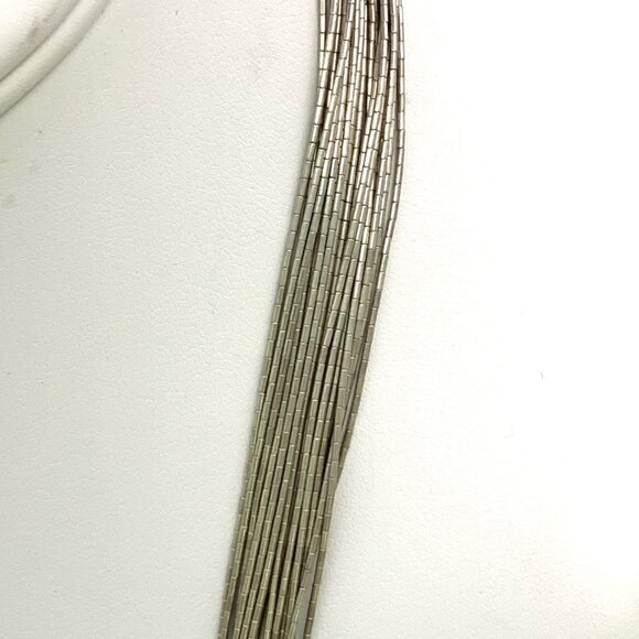 Liquid Silver Fine Bead Necklace 20 Strands 24" long Vtg Sterling Silver J856 - Picture 3 of 6
